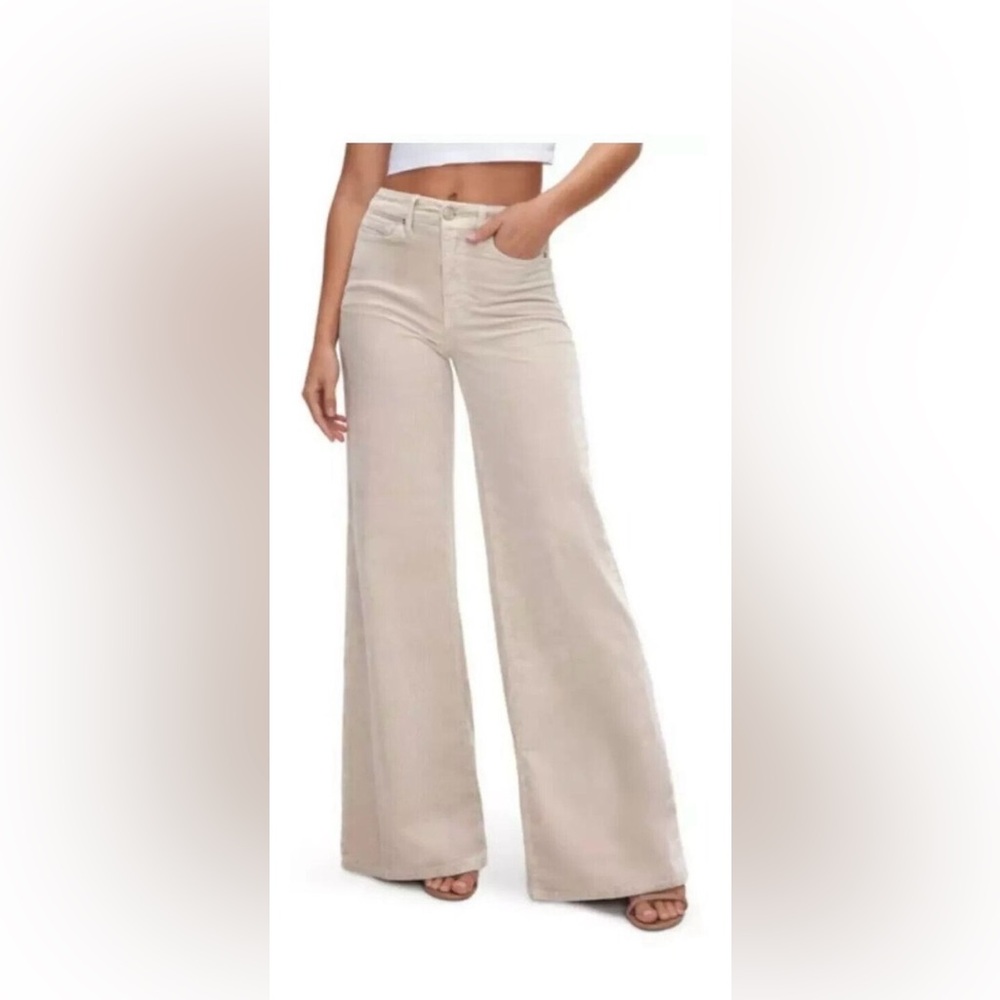 NWT - Good American - Good Waist Palazzo Wide Leg Jeans in Ivory Cream - 4
